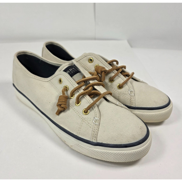 Sperry Shoes - Sperry Top Sider Shoes Womens 8 M Pier View Sneakers Crea Canvas Casual STS90549